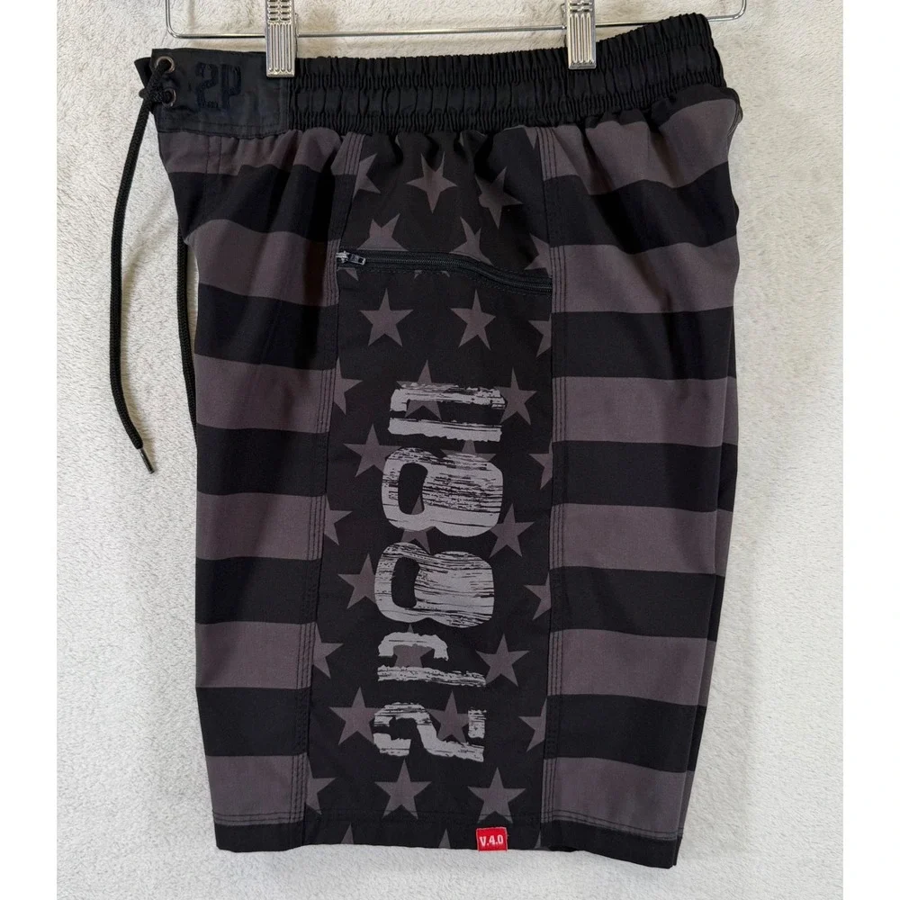 2POOD V4.0 American Flag Board Shorts Men's Medium Stretch Gym Crossfit USA